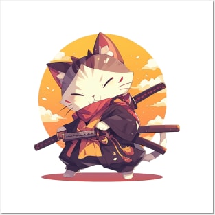 samurai cat Posters and Art